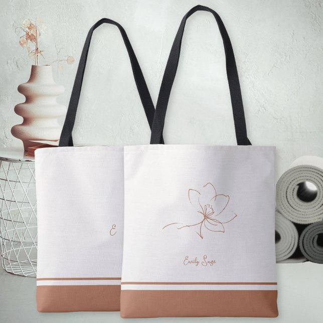 Bolsa Tote Ivory Terracotta Floral Line Art Minimalist Zen (Minimalist Floral Line Art Zen Ivory Terracotta Tote Bag ©Susanne Sachers - Sunny Wanderlust 🌞✈️)