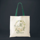Bolsa Tote Ivory White Roses Floral Bridesmaid Tote Bag<br><div class="desc">Dê à sua festa noiva um saco de tote que os fará sentir-se totalmente lisonjeados! Estes bolsas vêm personalizados para dizer qualquer coisa que você gostaria. Para mais personalização,  clique no link "personalizar mais" e use nossa ferramenta design para modificar esse modelo.</div>