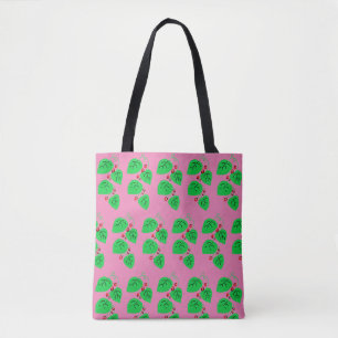 Bolsa Tote Ivy com Padrão de Berries Vermelho a Rosa
