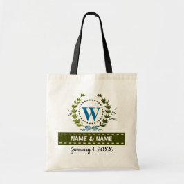 Bolsa Tote Ivy Wreath Personalizada Data de Casamento Monogra