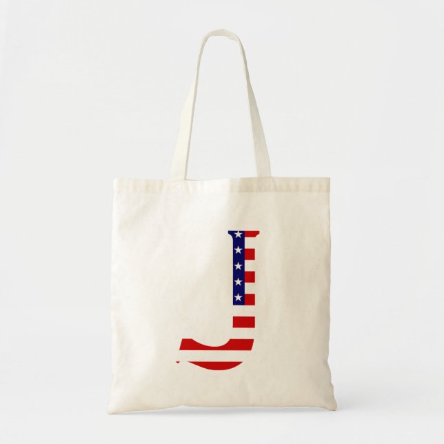 Bolsa Tote J Monograma sobreposto à USA Flag btt (Frente)