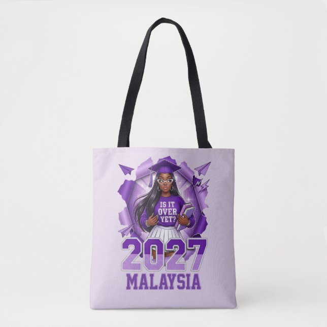Bolsa Tote Já Terminou 2027 Formatura Roxa (Frente)
