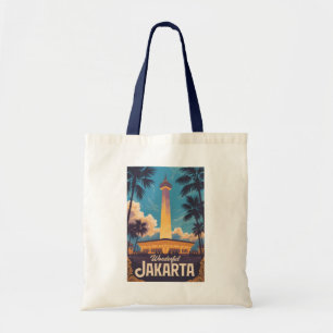 Bolsa Tote Jacarta Indonésia Ilustração Viagem Arte Vintage