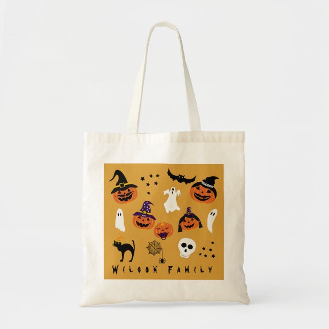 Bolsa Tote Jack o Lantern Halloween Family (Frente)