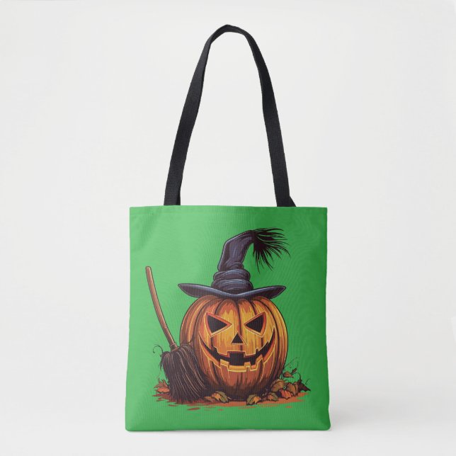Bolsa Tote Jack O’ Lantern Witch – Classic Pumpkin Halloween (Frente)