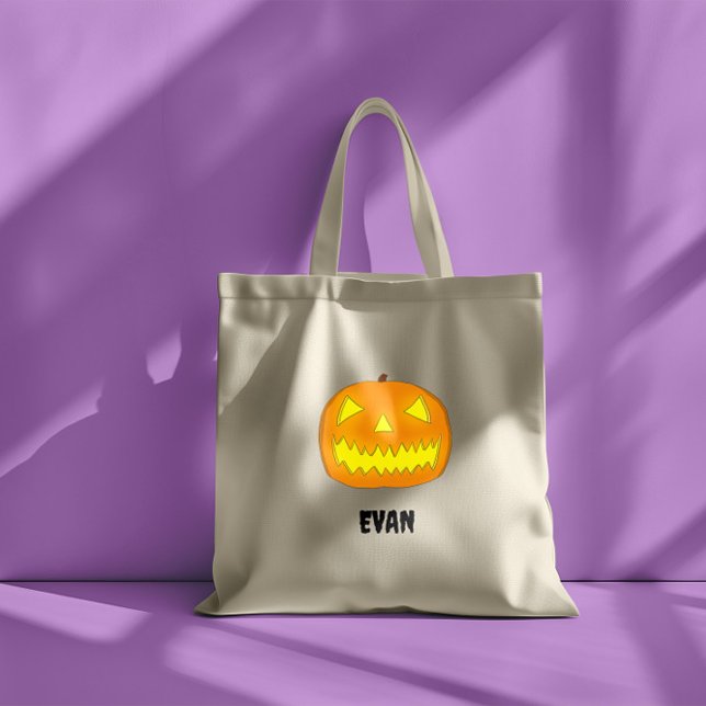 Bolsa Tote Jack-O-Lanterna Assustador Personalizável (Criador carregado)