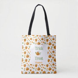 Bolsa Tote Jack-O-Lanterna E Ossos Trick Ou Tratar Personaliz
