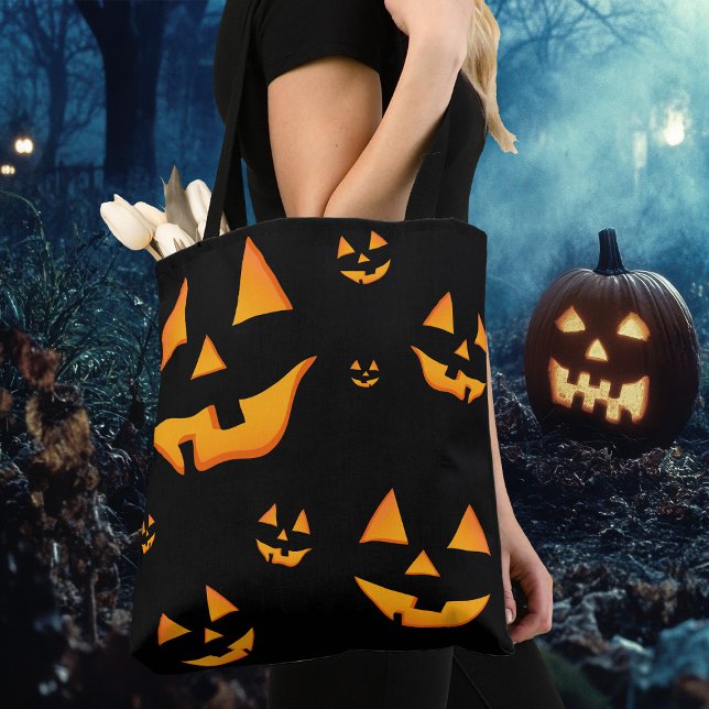Bolsa Tote Jack-O-Lanterna ou Jack O’Lantern olhos e sorriso (Criador carregado)