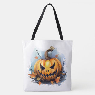 Bolsa Tote Jack-o-lanterno com Folhas de outono