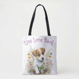 Bolsa Tote Jack Russell Dog Mãe Floral