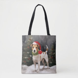 Bolsa Tote Jack Russell Dog no Natal da Neve