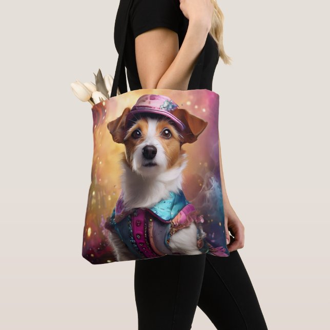 Bolsa Tote Jack Russell em Figurino Vibrante (Close Up)