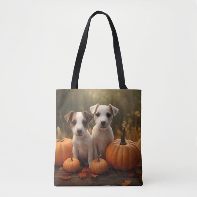 Bolsa Tote Jack Russell Puppy Autumn Delight Pumpkin (Frente)