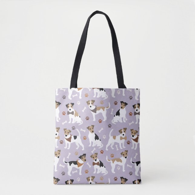 Bolsa Tote Jack Russell Terrier Paws e Ossos (Frente)