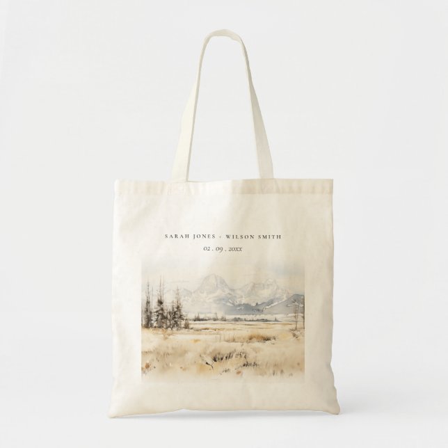 Bolsa Tote Jackson Hole Wyoming Watercolor Landscape Wedding (Frente)