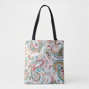Bolsa Tote Jacobean Ethnic Floral Patterno