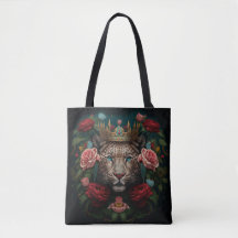 Jaguar com Coroa em Pintura de Flores
