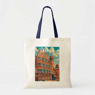 Bolsa Tote Jaipur India Illustração Viagem Art Vintage