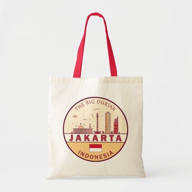Bolsa Tote Jakarta Indonesia Skyline Emblem (Frente)