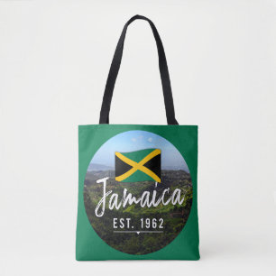Bolsa Tote "Jamaica Est. Montanhas Azuis De 1962" Com Bandeir