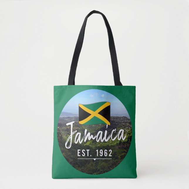 Bolsa Tote "Jamaica Est. Montanhas Azuis De 1962" Com Bandeir (Frente)