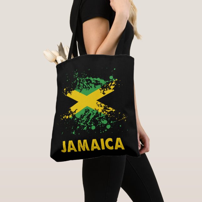 Bolsa Tote Jamaica Retro WaterColor Jamaican Flag (Close Up)