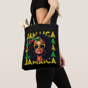 Bolsa Tote Jamaican Girl Flag, mulher jamaicana orgulhosa