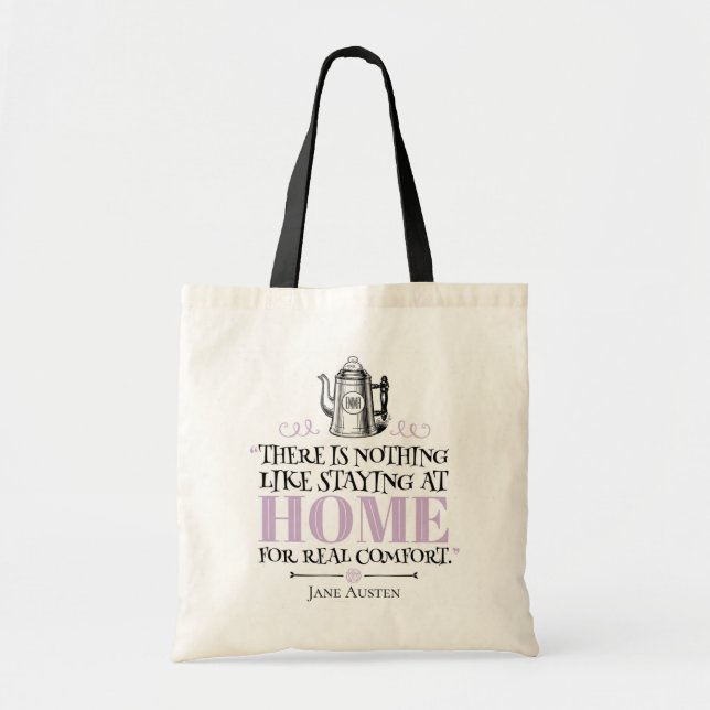 Bolsa Tote Jane Austen - Ficando em casa - Pote de café (Frente)