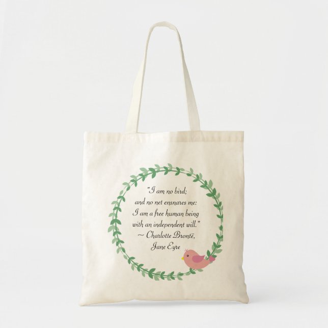 Bolsa Tote Jane Eyre Eu Não Sou Uma Citação De Pássaros (Frente)
