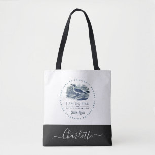Bolsa Tote Jane Eyre - Não Sou Pássaro - Adicione Seu Nome
