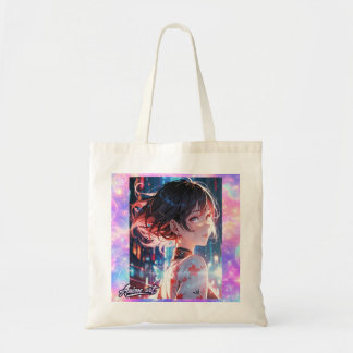 Bolsa Tote Japanese Cyberpunk Anime Girl Poster | Neon City