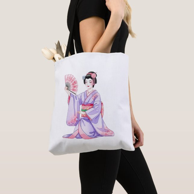 Bolsa Tote Japanese Traditional Woman Art Sticker Elegant Ill (Close Up)