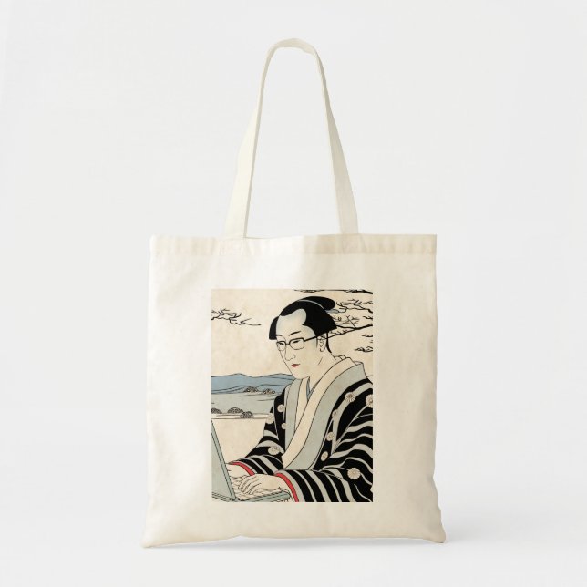 Bolsa Tote Japanese Ukiyoe Style Kimono Modern Office Worker (Frente)