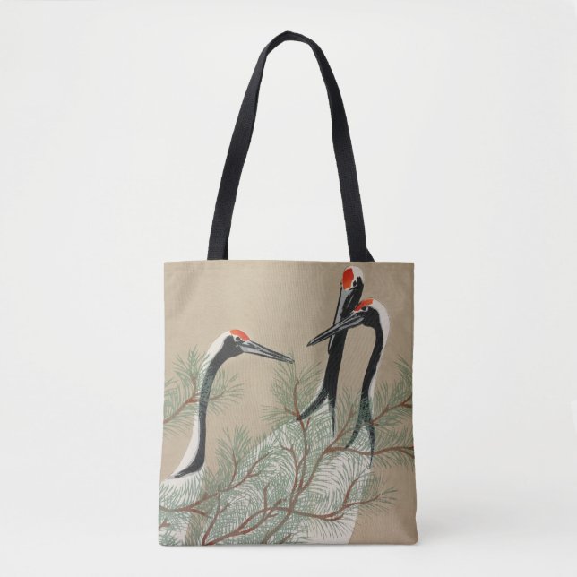 Bolsa Tote Japanese woodblock-print Cranes - Kamisaka Sekka (Frente)
