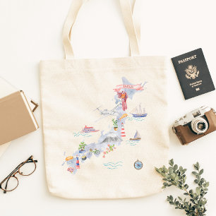 Bolsa Tote Japão - Mapa Ilustrado da Cultura Japonesa