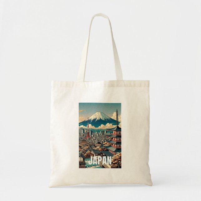 Bolsa Tote Japão Tóquio Tote Bag - Ilustrações Icônicas (Frente)