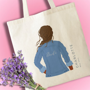 Bolsa Tote Jaqueta de Jeans Desenhada à Mão Noiva de Cabelo E