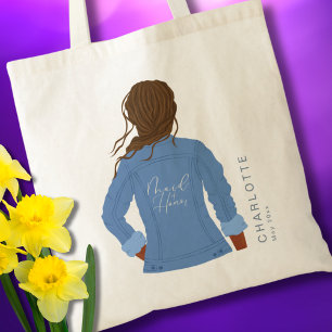 Bolsa Tote Jaqueta de Jeans Divertida Dama de Honra de Cabelo