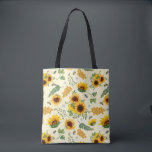 Bolsa Tote Jardim Amarelo Girassóis Abelhas de mel Saco<br><div class="desc">Saco com impressão de girassóis pintados de jardim e abelhas produtoras de mel,  amarelo e verde.</div>