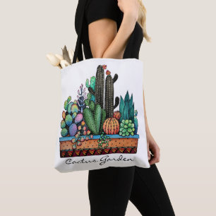 Bolsa Tote Jardim bonito do cacto da aguarela no pote
