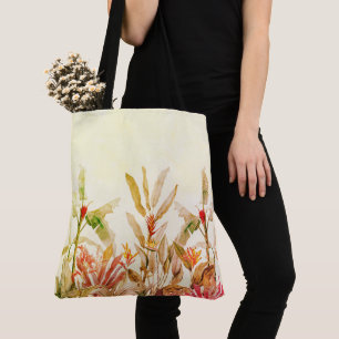 Bolsa Tote Jardim Botânico Floral Tropical Padrão Artístico