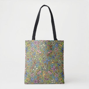 Bolsa Tote Jardim Colorido de Flores Silvestres Abstratas