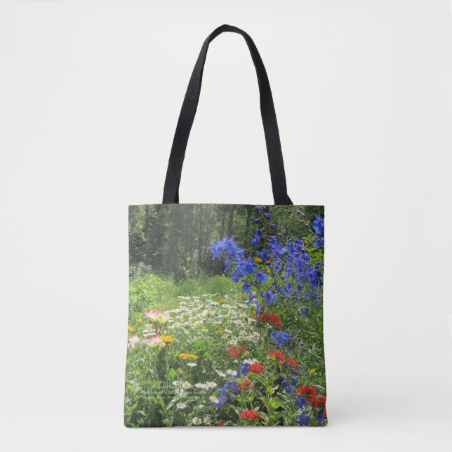 Bolsa Tote Jardim colorido do primavera! Azul de Larkspur (Frente)