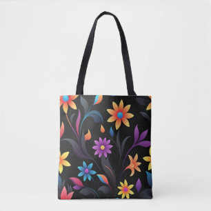 Bolsa Tote Jardim da Meia-Noite: Fantasia Floral Vibrante