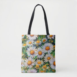 Bolsa Tote Jardim das Flores de Margarida de Aquarela