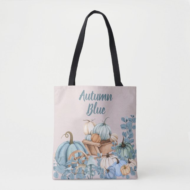 Bolsa Tote Jardim de Abóbora Azul (Frente)