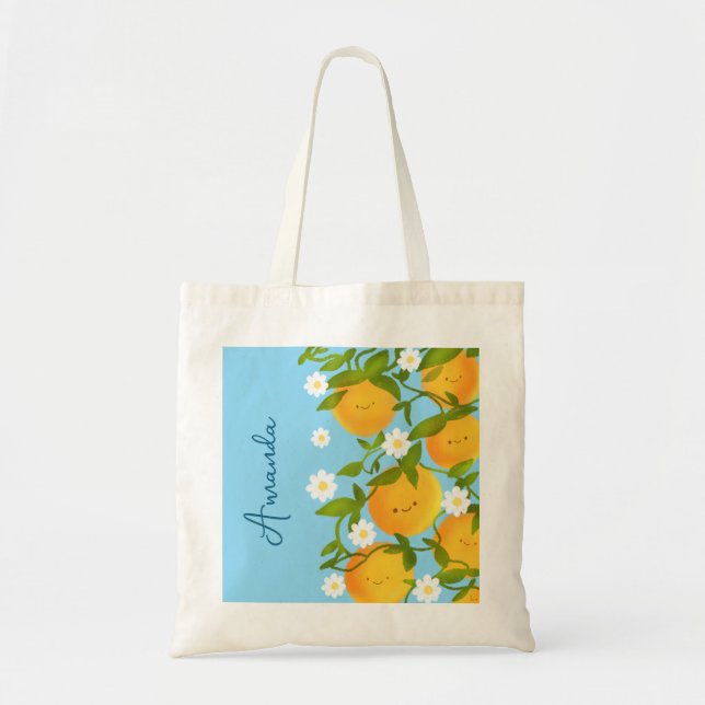 Bolsa Tote Jardim de Árvores de Laranjas de Verão (Frente)