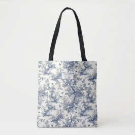 Bolsa Tote Jardim de Borboleta Azul Toile de Jouy