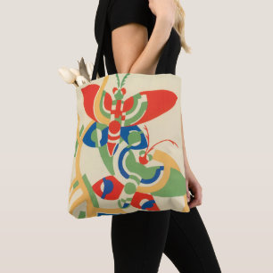 Bolsa Tote Jardim de Borboletas Pochoir Jazz Art Déco Vintage