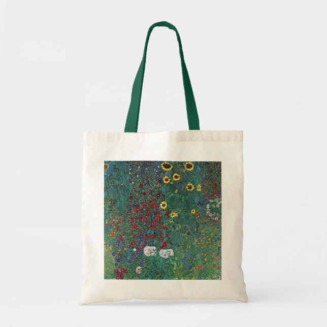 Bolsa Tote Jardim de camponeses com Girassol por Klimt, Flore (Frente)